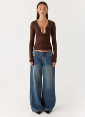 Blusa Francis Manga Longa - Chocolate