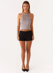 Top con cuello halter de satén Bree - Gris