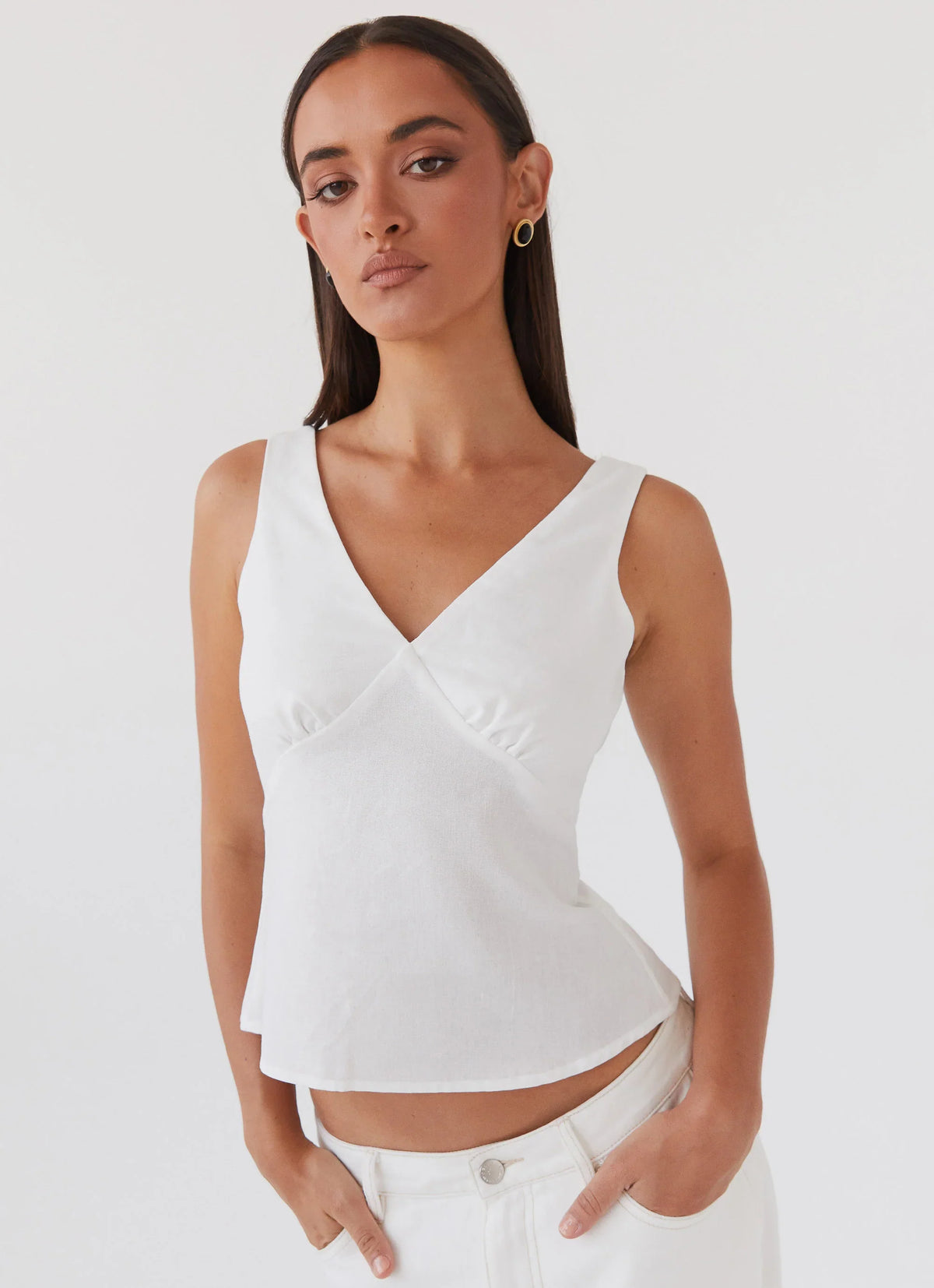 Top de lino Nori - Blanco