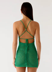Minivestido de ganchillo Havana Haze - Verde esmeralda