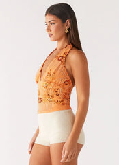 Top Halter Atlanta de Lantejoulas - Laranja