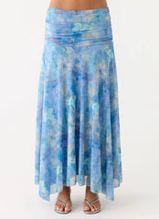Saia longa Liana franzida - Aqua Paisley