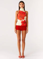 Top Felicity Halter - Estampa Floral Escarlate