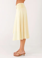 Falda midi Brisa - Mantequilla