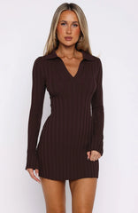 Vestido Mini Manga Longa From Now On Chocolate