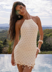 Minivestido Shaeson con cuentas - Marfil