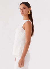 Mooney Linen Top - Blanco