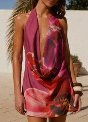 Mini Vestido Varindra Cowl - Estampa Violetta Bloom