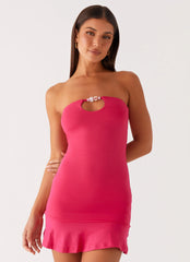 Vestido mini sin tirantes Hurts Like Hell - Fucsia