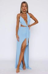 Vestido Longo Frente Única Dance With Me Azul Claro