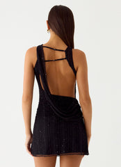 Minivestido Portofino Sparkle de malla - Negro