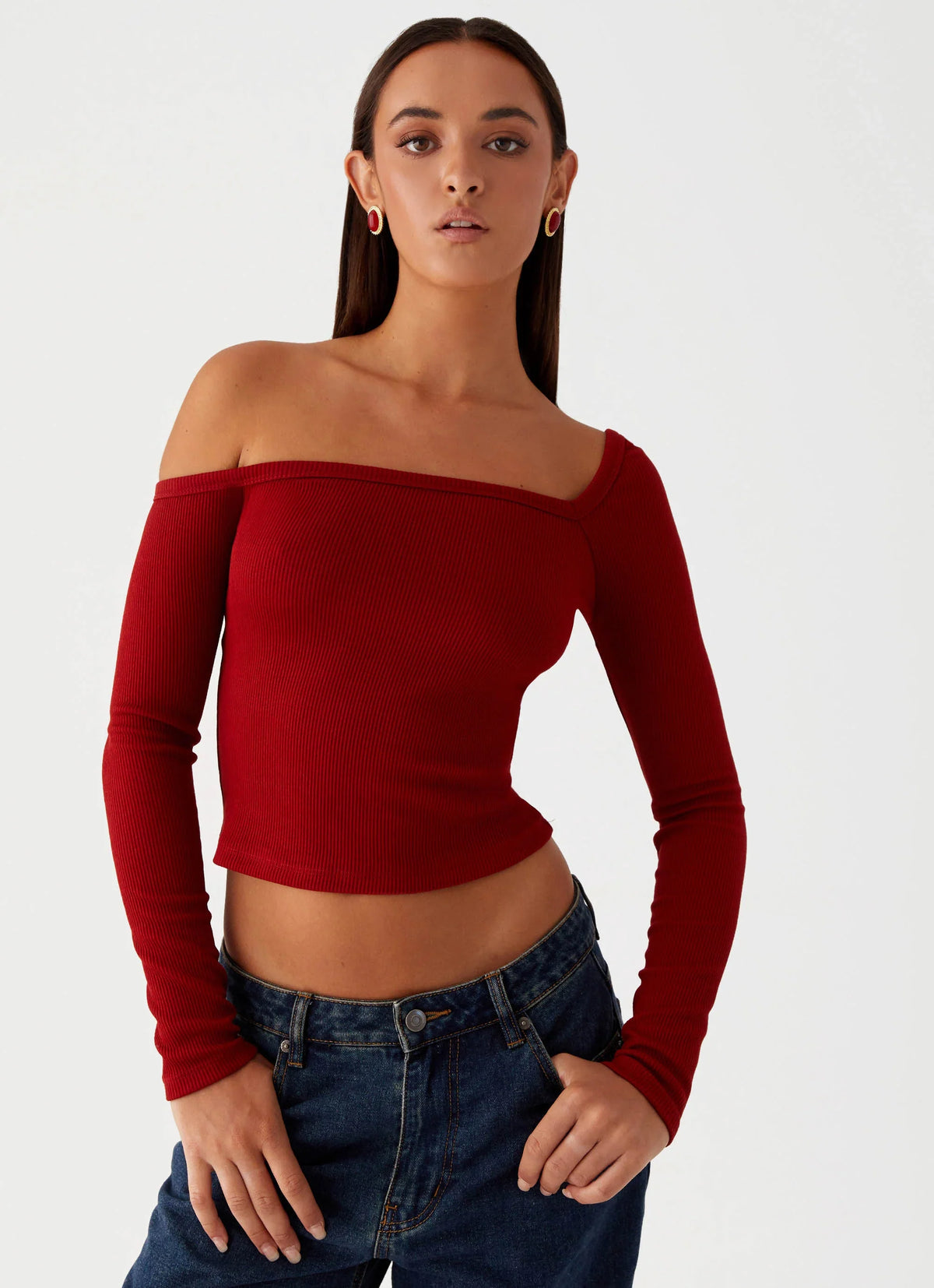 Blusa Manga Longa Assimétrica Talia - Vermelha