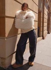 Chaqueta Virginia corta de piel sintética - Marfil