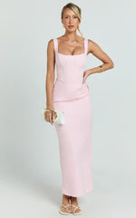Vestido maxi Karlie - Vestido ajustado con cuello redondo en rosa