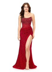 Vestido de noche de fiesta Ashley Lauren 11238 con corsé, bustier y falda cruzada