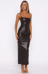 Vestido midi de PU Forever Wanting Chocolate