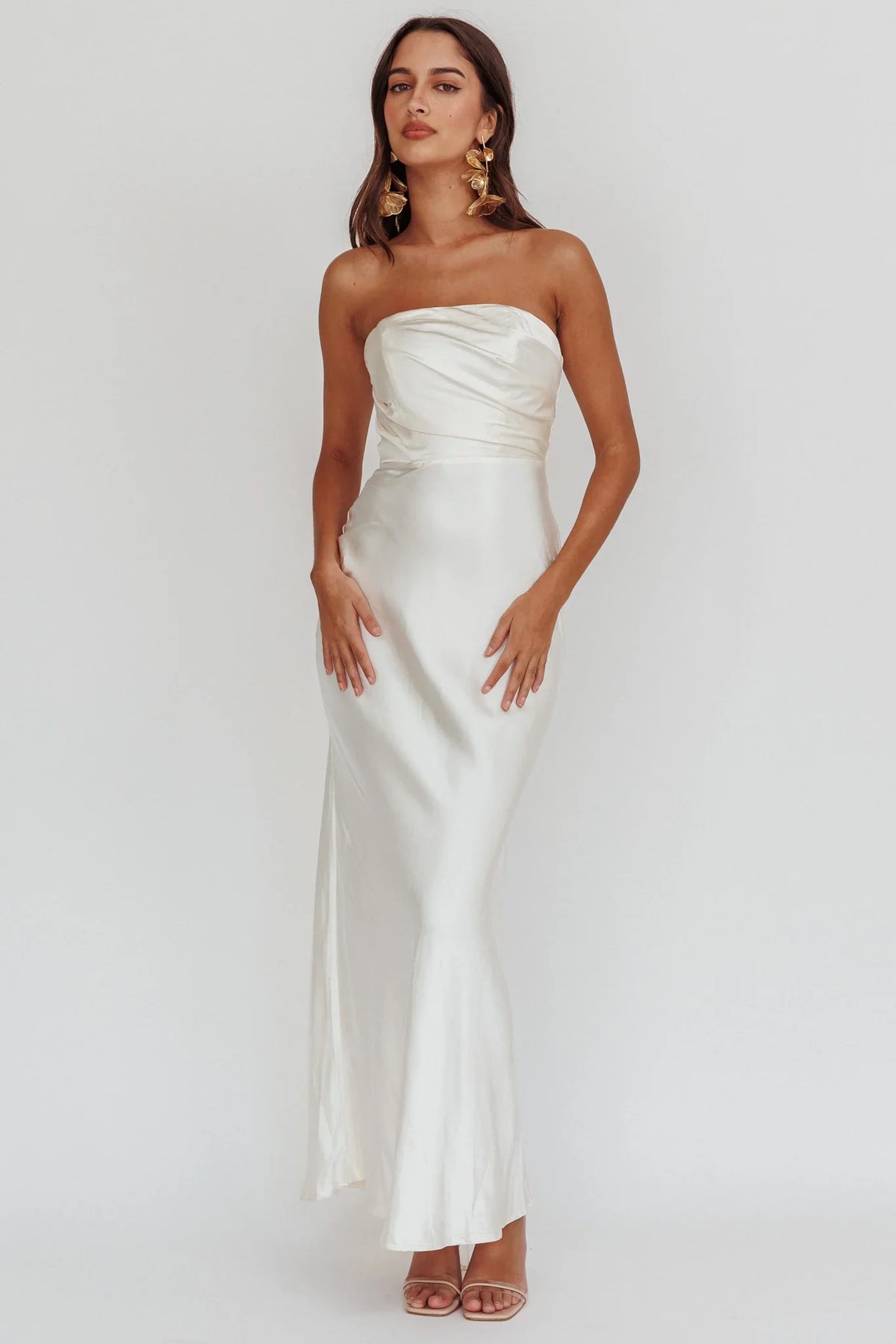 Vestido largo sin tirantes City Of Stars Oyster
