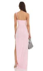 Vestido Corset de Um Ombro Só Rosa