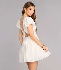Charmed Life Eyelet Skater Mini Dress