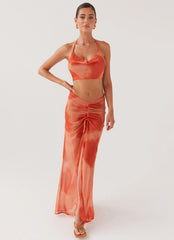 Top Zenta com Gola Drapeada - Cobre