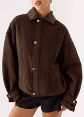 Jaqueta Bomber Myles Herringbone - Espinha de Peixe Chocolate