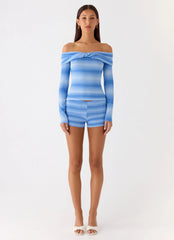 Blusa Tricô La Luna Bardot - Cerúleo