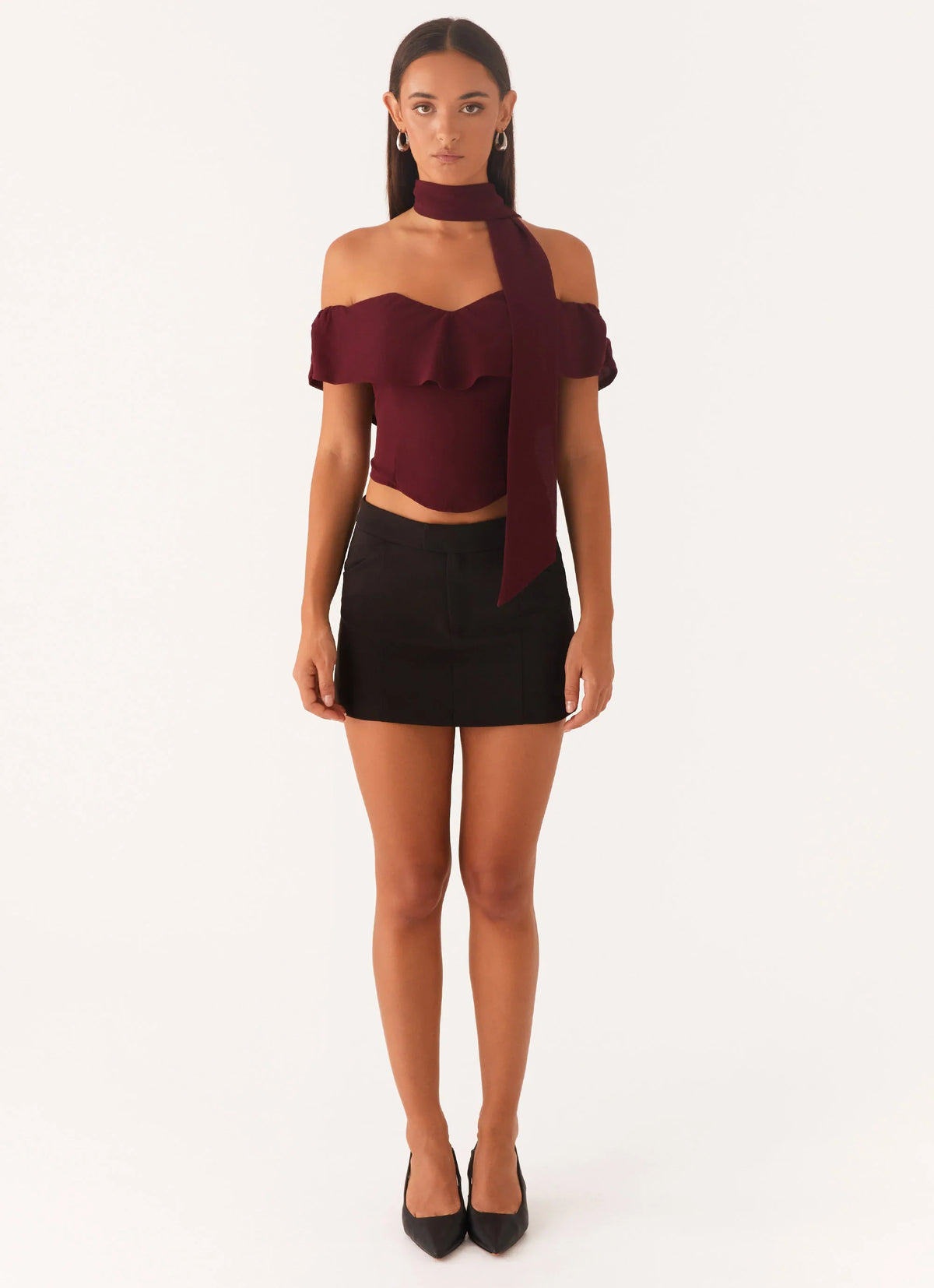 Blusa Cachecol Chiffon Trinity - Borgonha Profundo