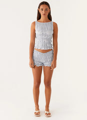 Shorts mini fruncidos Girls Like Us - Azul