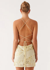 Minivestido Vietta Sequin com Alça Fina - Amarelo