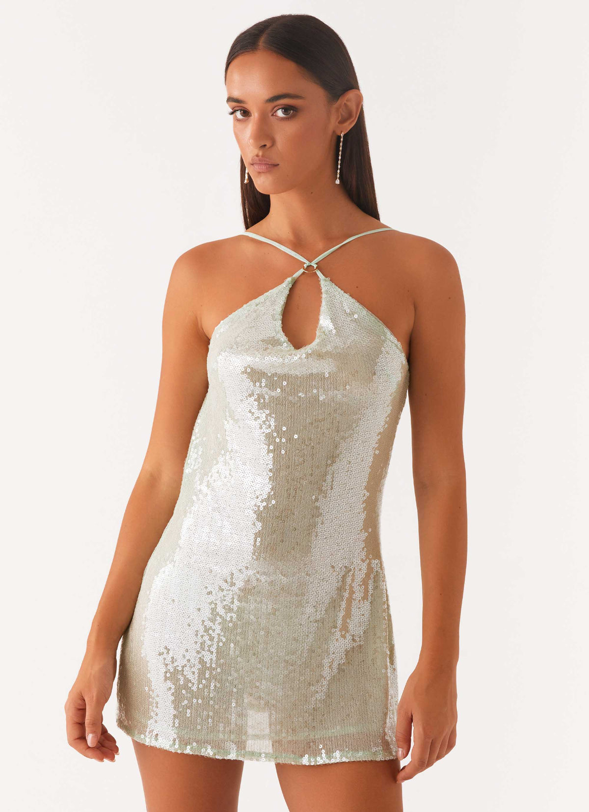 Minivestido con espalda de capota y energía radiante - Menta