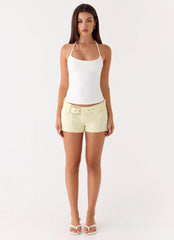 Shorts Mini de Cinto Favourite Moment - Amarelo Claro