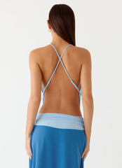 Top con cuello vuelto Sweet Charm - Azul bebé