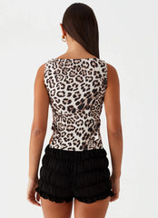 Top com Fivela Cherish You - Estampa de Leopardo
