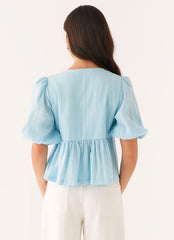 Top con nudo Western Wind - Azul