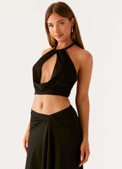 Top Calisa de cuello vuelto - Negro