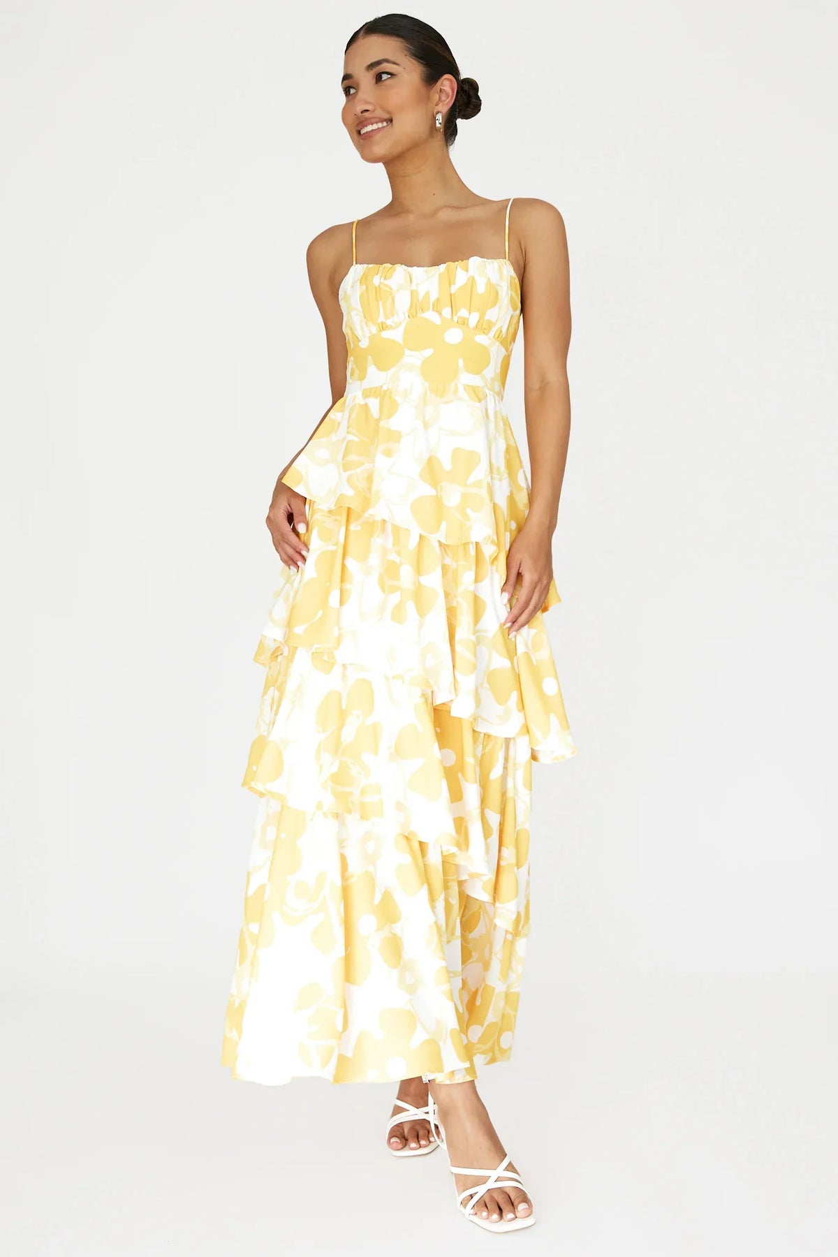 Vestido Longo em Camadas Hopeful Amarelo