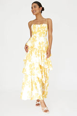 Vestido Longo em Camadas Hopeful Amarelo