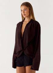 Camisa cruzada Annah - Chocolate