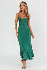 Vestido midi bustier de encaje Inhibitions verde bosque
