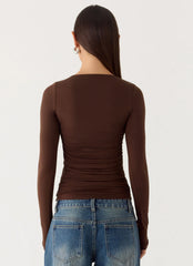 Blusa Francis Manga Longa - Chocolate