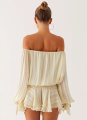 Vestido Curto Eira com Manga Balão - Marfim