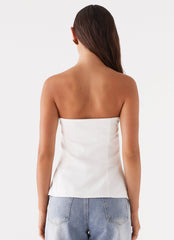 Top Bustiê de Linho Rennie - Branco
