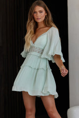 Minivestido con manga acampanada Desert Rose Menta