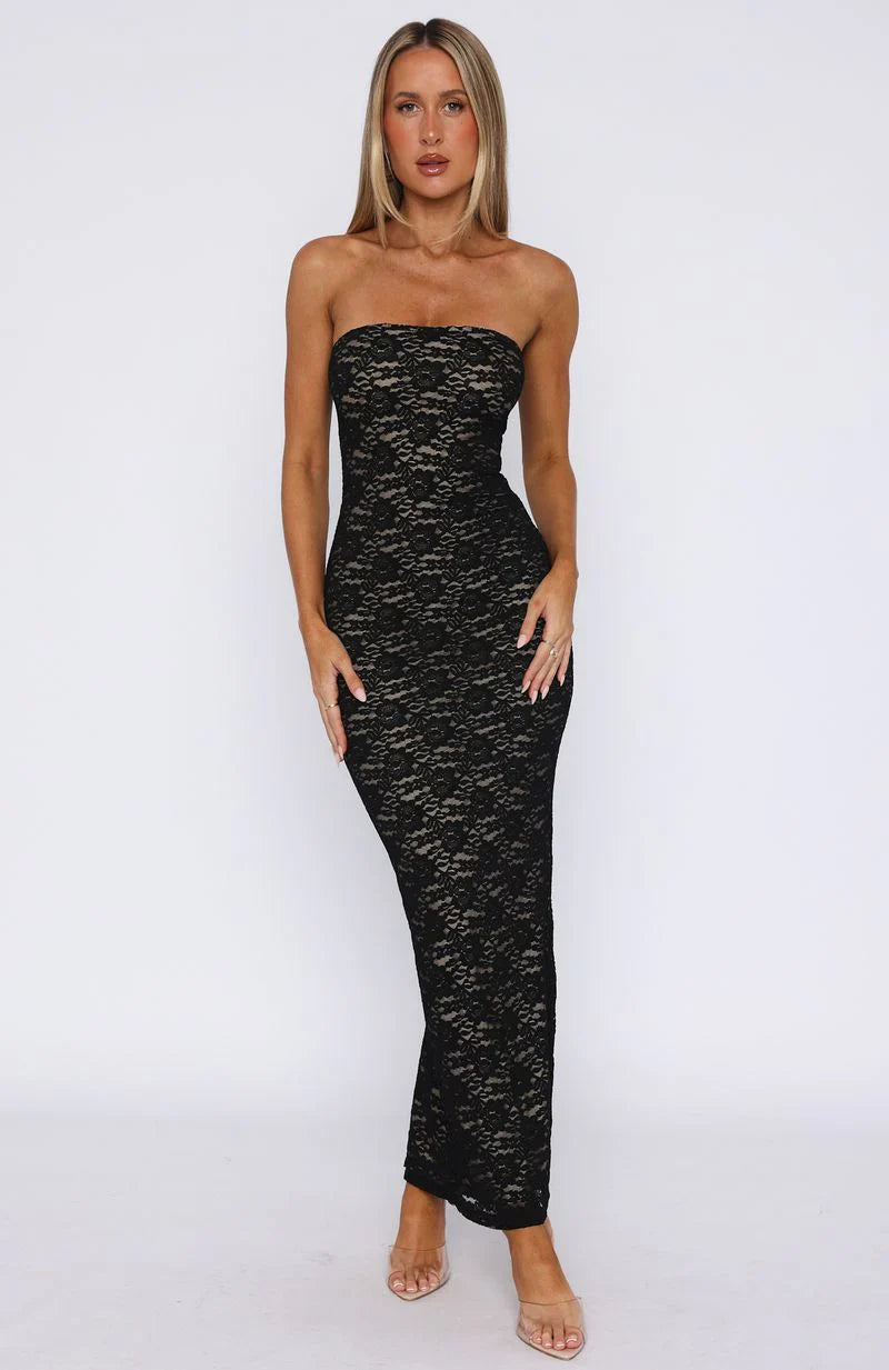 Vestido largo sin tirantes Mad Love Negro