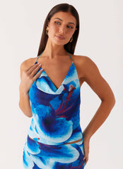 Top Halter Another Life - Floral Turquesa