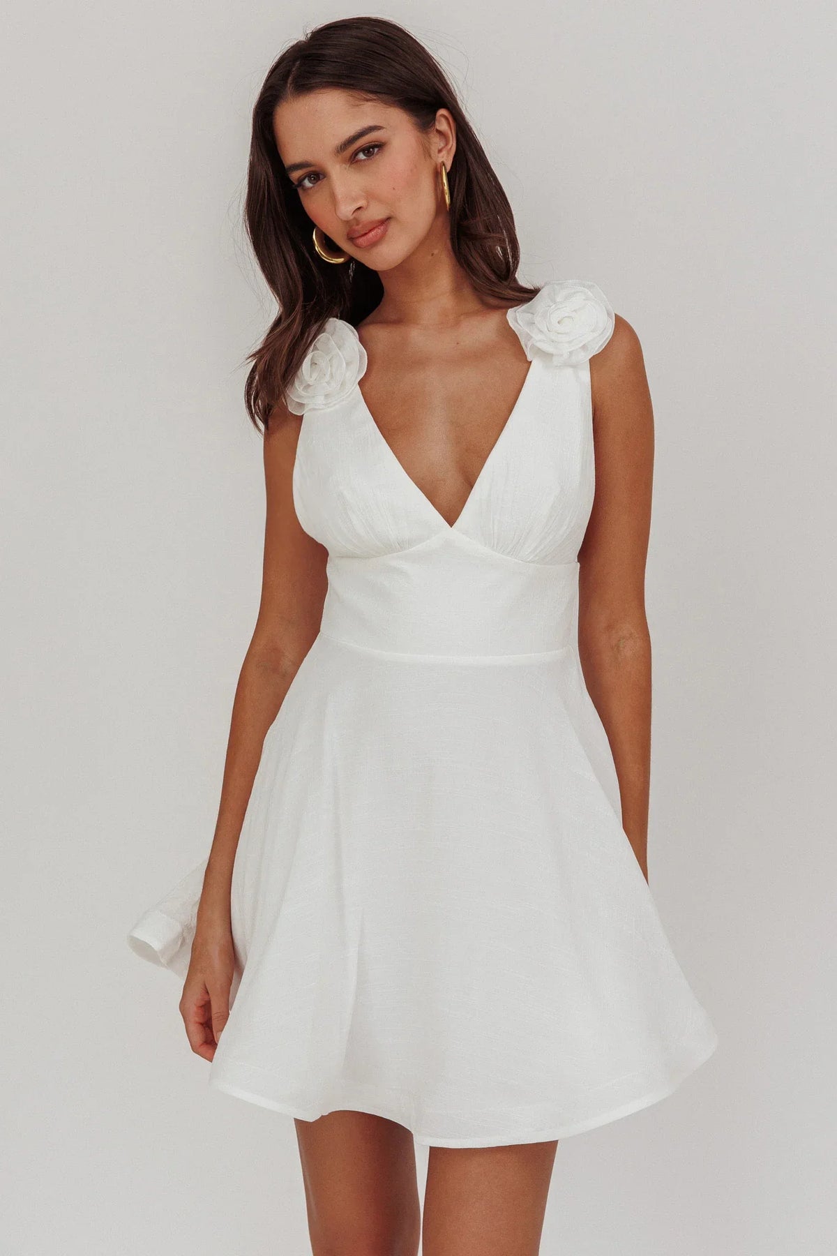 Minivestido Kalinda com Rosa Removível Branco