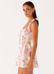 Minivestido Rosalie Halter - Floral Rosa Vintage