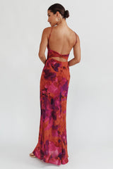Vestido Longo Torcido nas Costas Nerida Rosa Escuro