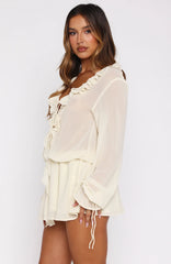 Vestido Curto Manga Longa Eternal Energy Creme