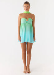 Vestido Curto Calantha Scarf - Degradê do Mar